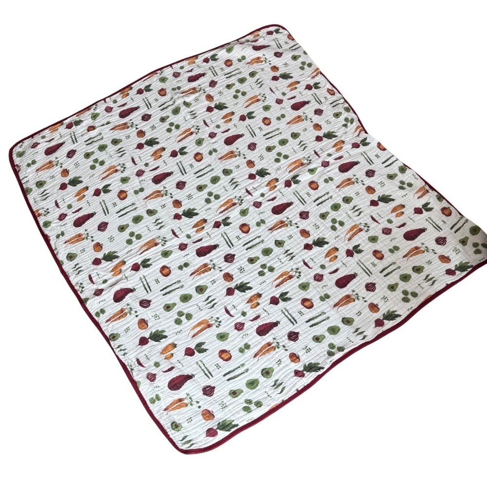 Little Unicorn Cotton Muslin Quilt Garden Vegetable Reversible Blanket 47x47"